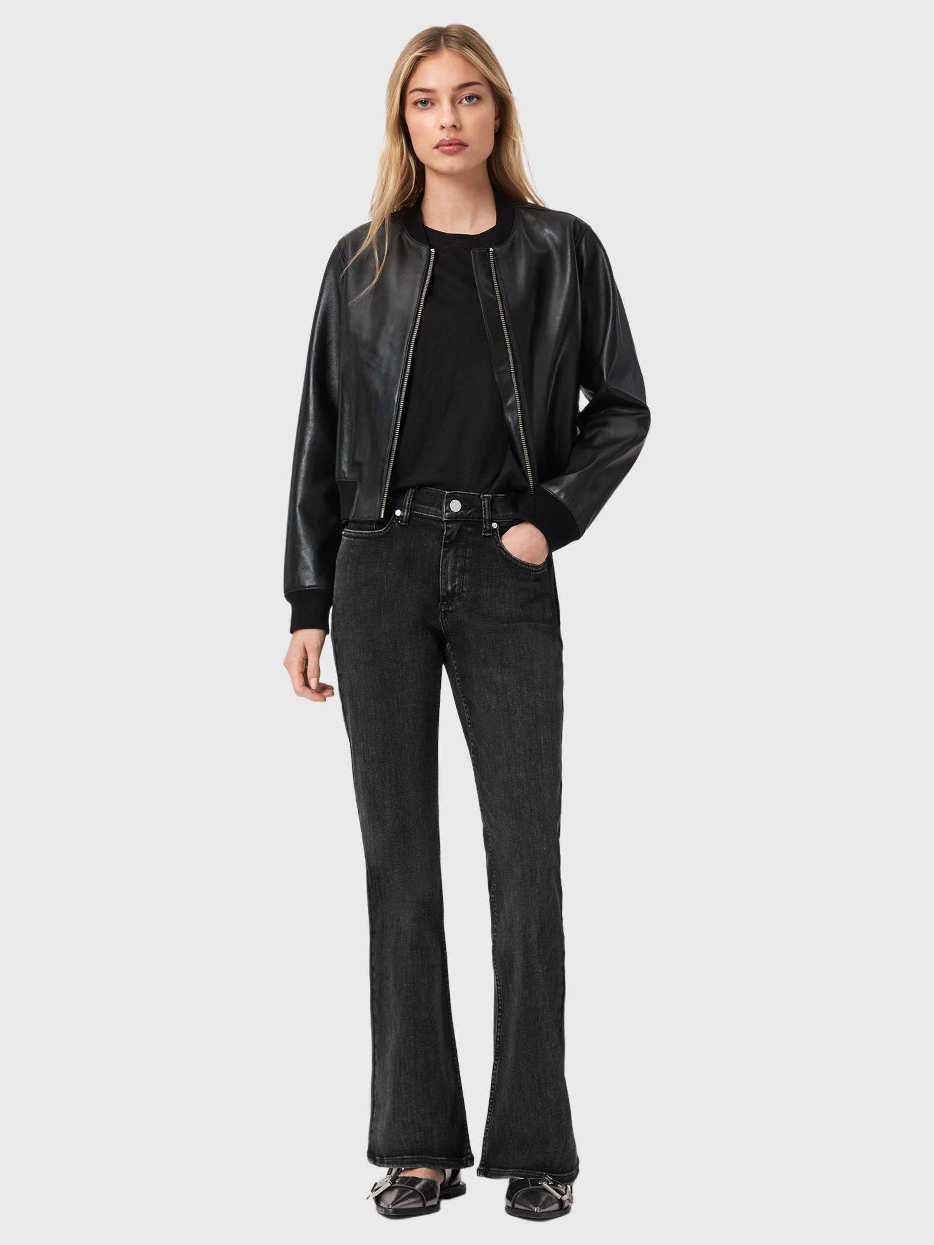 Product image 6 of 7, which shows AllSaints Ember Stretch Flared Jeans, Washed Black, 25