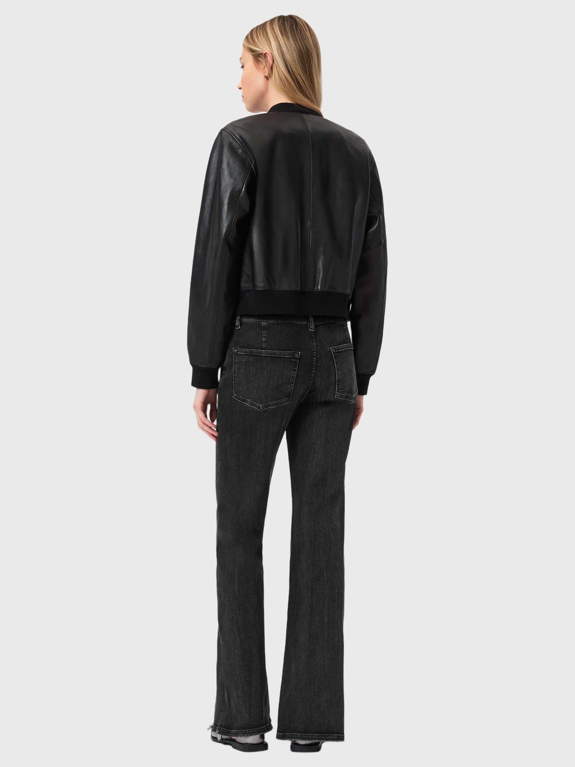 Product image 7 of 7, which shows AllSaints Ember Stretch Flared Jeans, Washed Black, 25