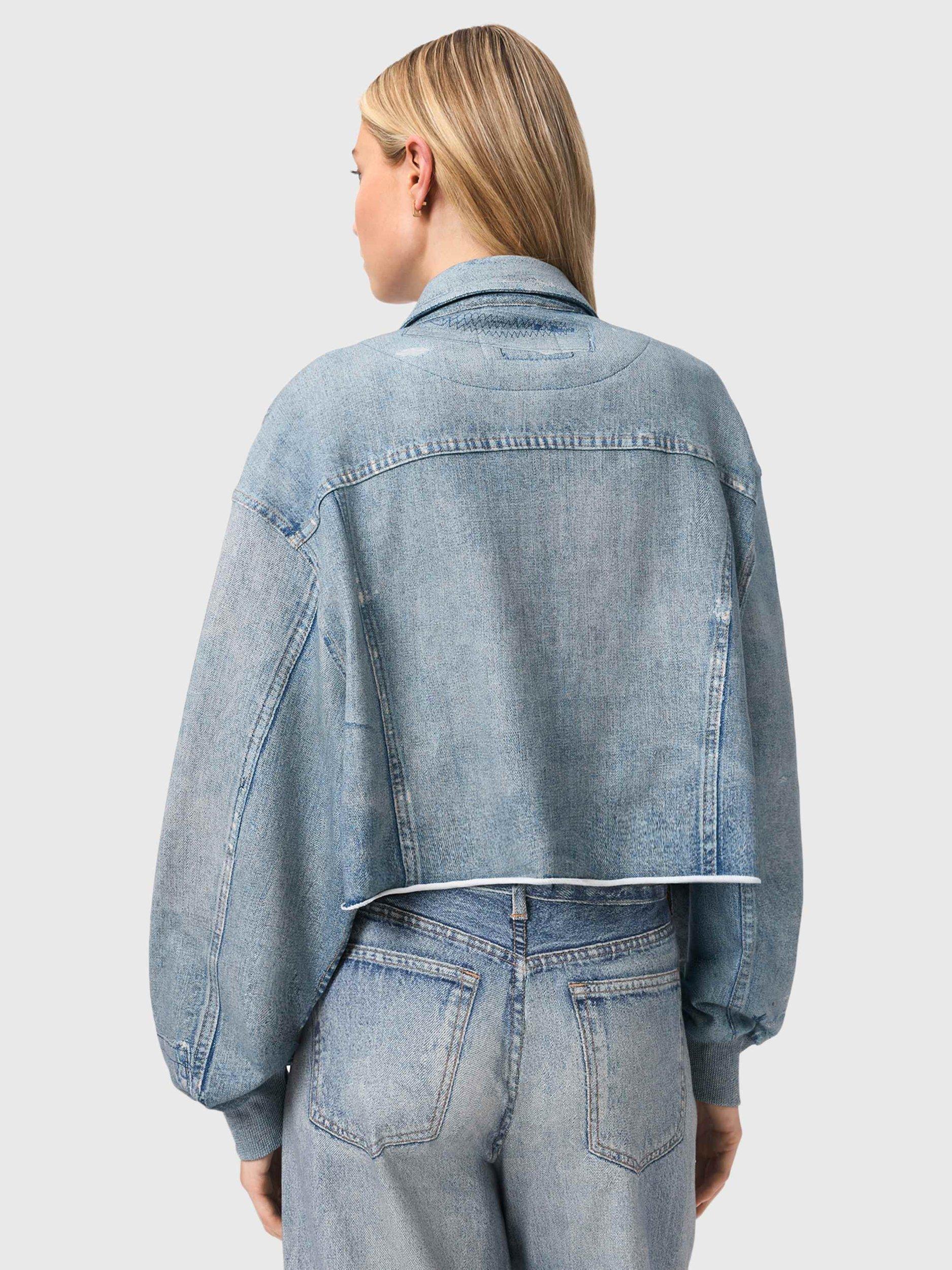 Product image 2 of 5, which shows AllSaints Anders Terry Denim Shacket, Illusion Indigo, 10