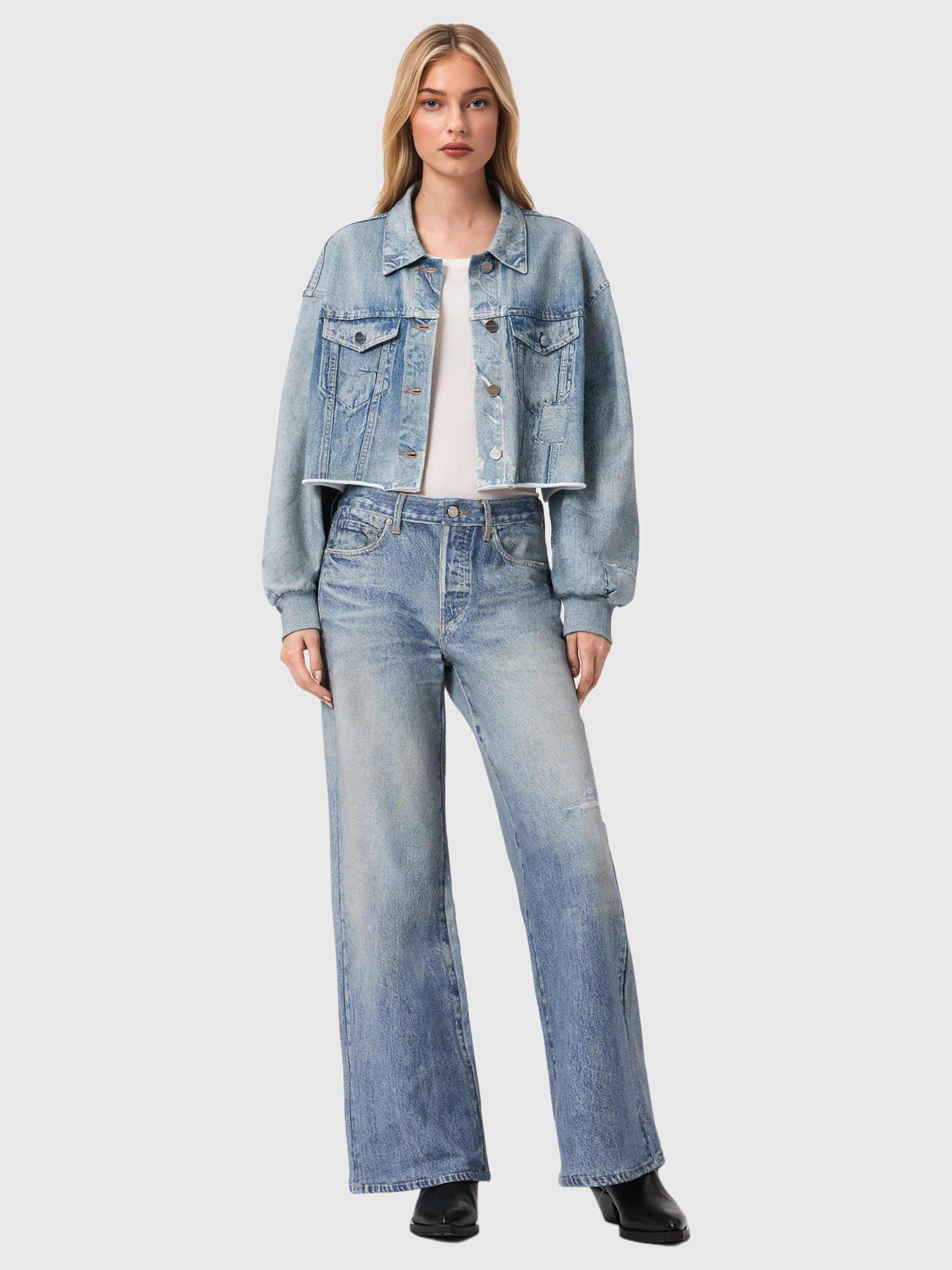 Product image 3 of 5, which shows AllSaints Anders Terry Denim Shacket, Illusion Indigo, 10