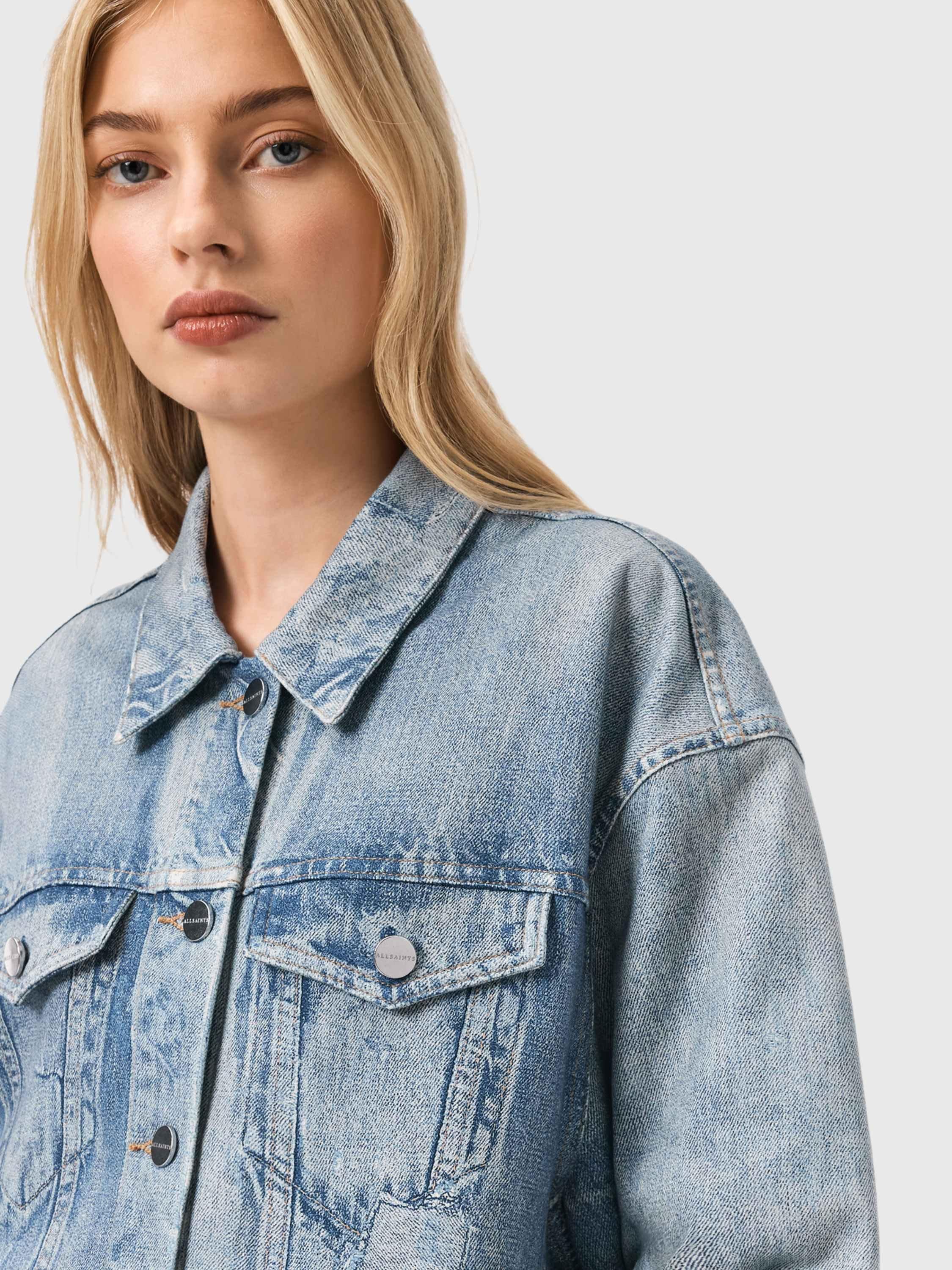 Product image 4 of 5, which shows AllSaints Anders Terry Denim Shacket, Illusion Indigo, 10