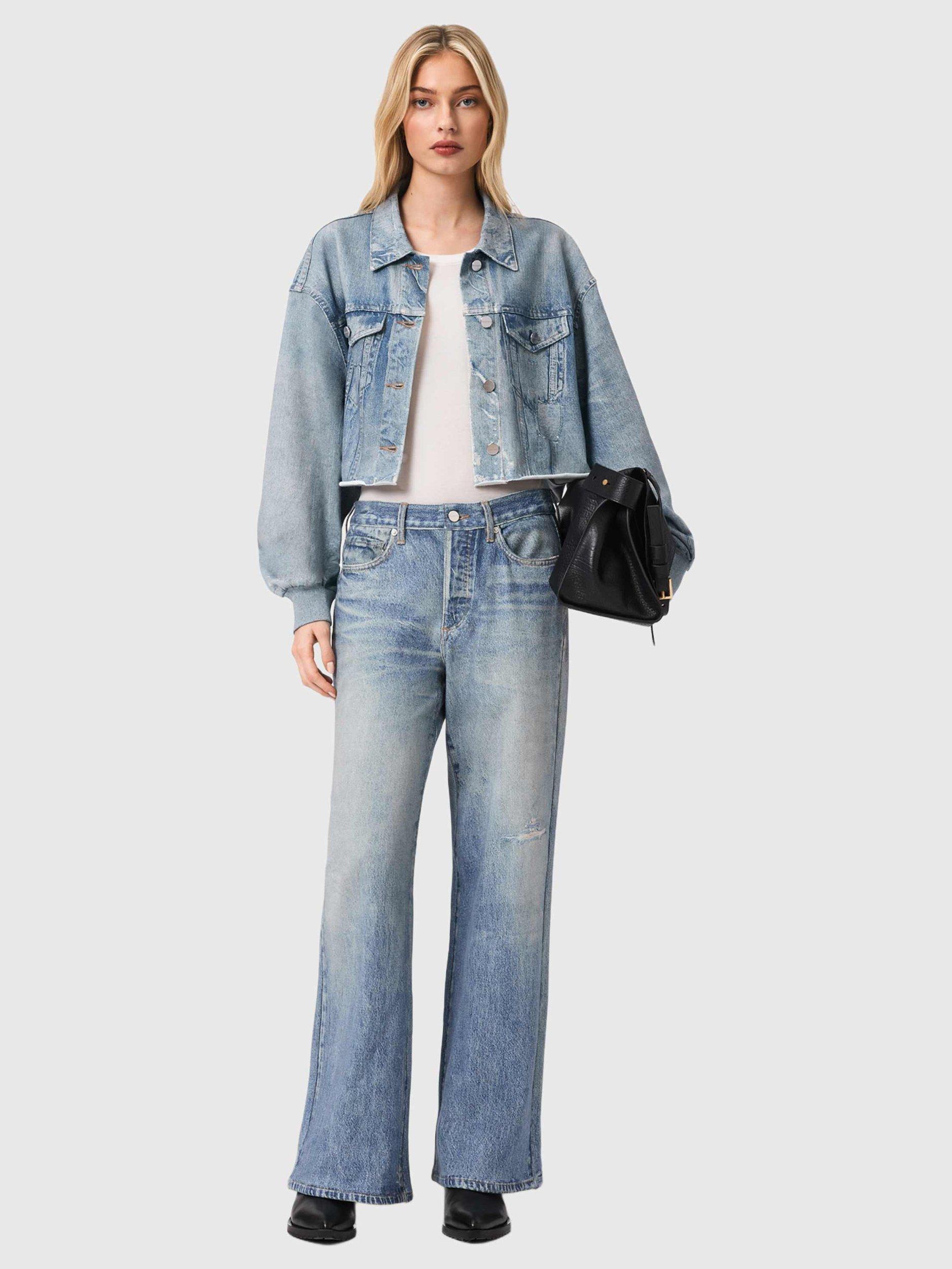 Product image 5 of 5, which shows AllSaints Anders Terry Denim Shacket, Illusion Indigo, 10