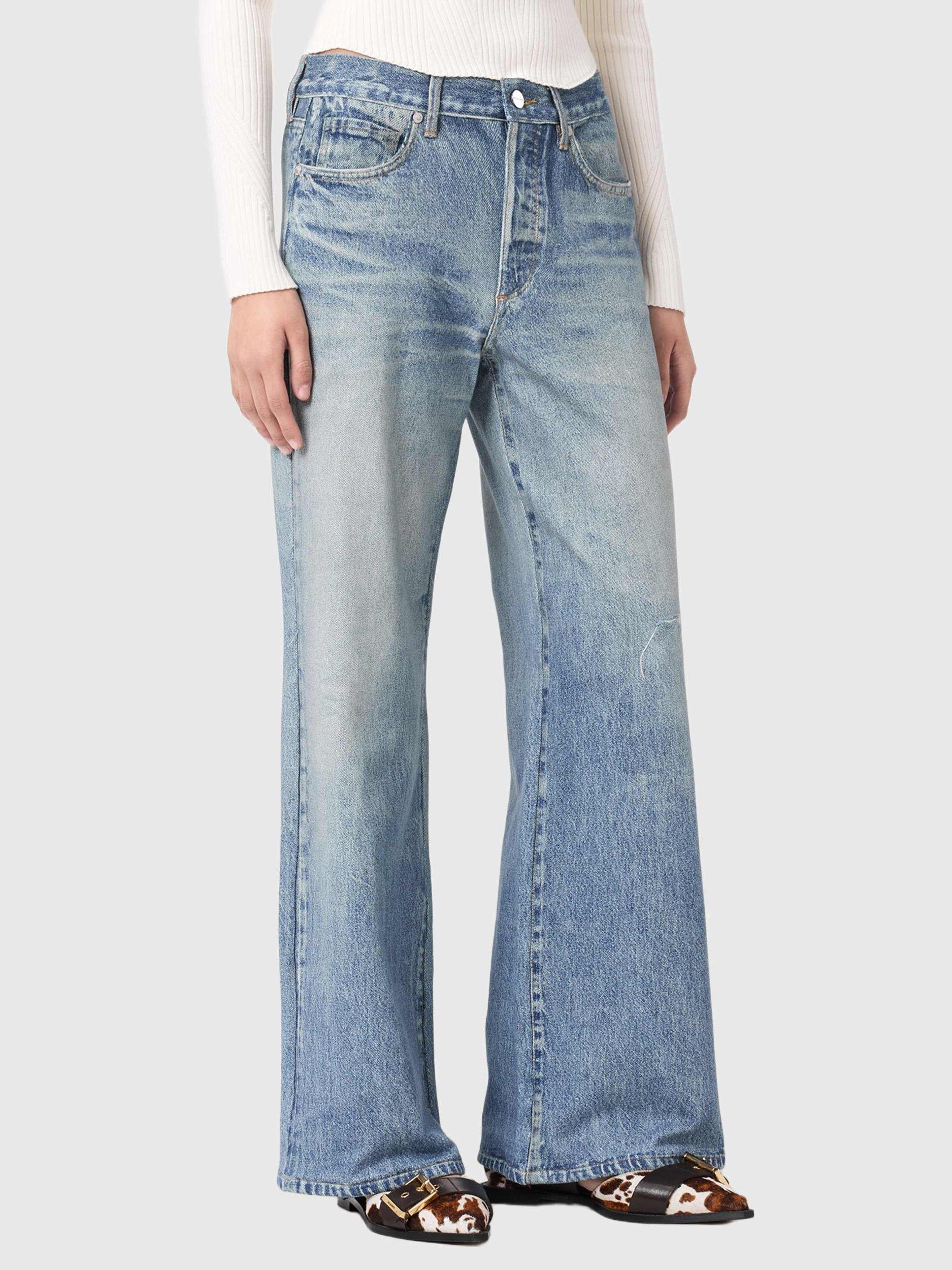 Product image 1 of 6, which shows AllSaints Kai Terry Wide Leg Jeans, Illusion Indigo, 10