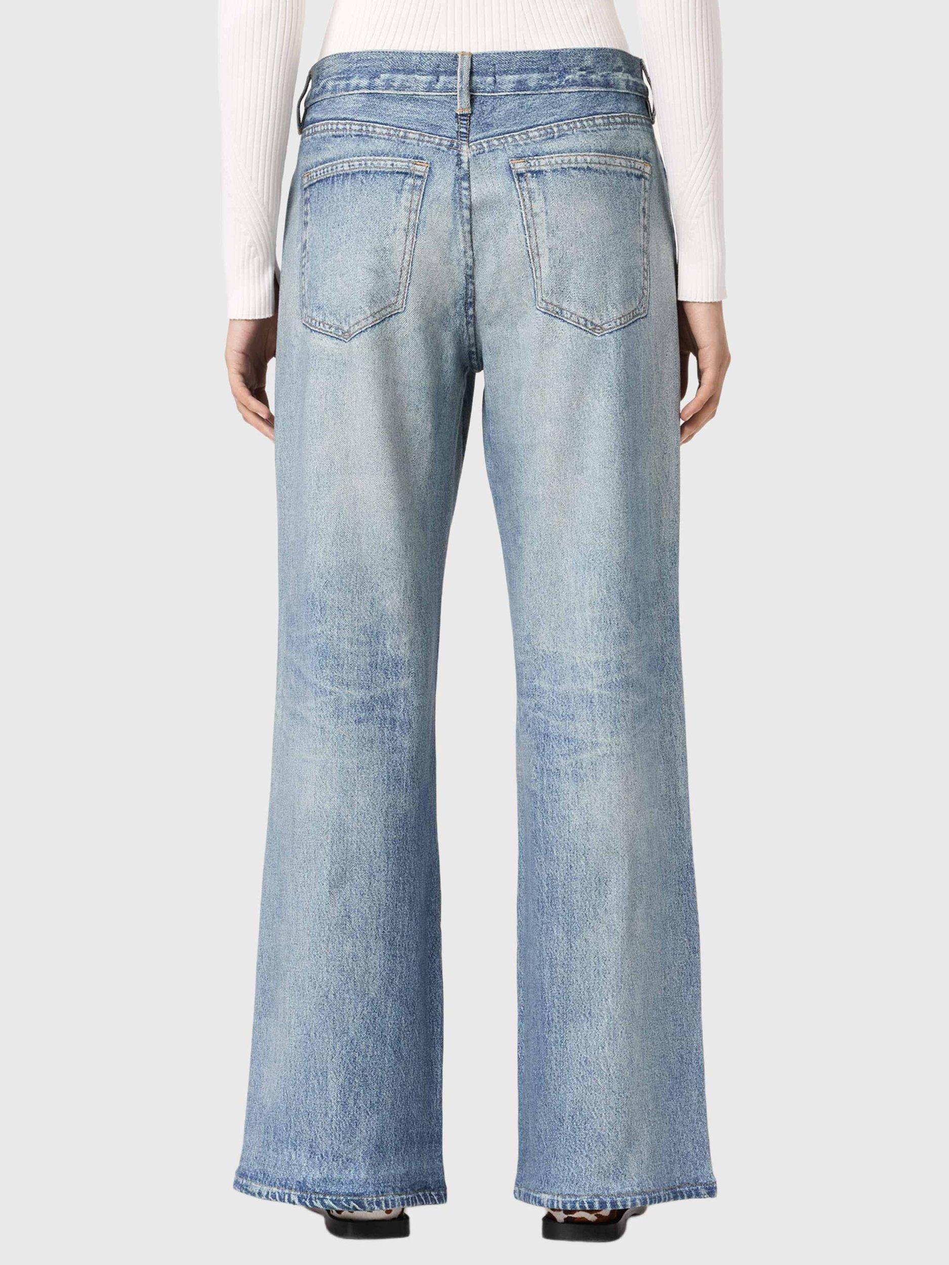 Product image 2 of 6, which shows AllSaints Kai Terry Wide Leg Jeans, Illusion Indigo, 10
