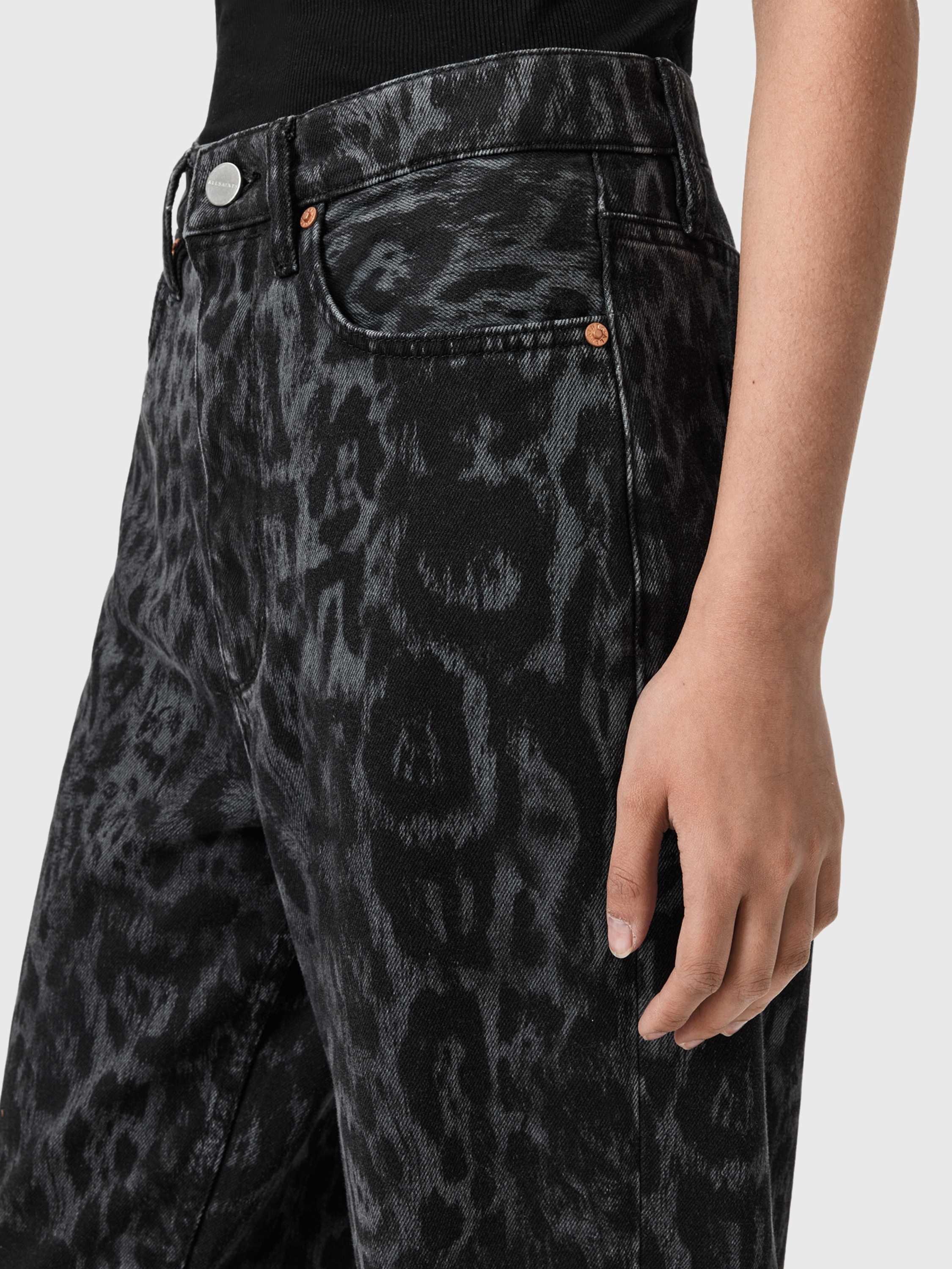 Product image 5 of 8, which shows AllSaints Blake Wide Leg Jeans, Leppo Black, 25