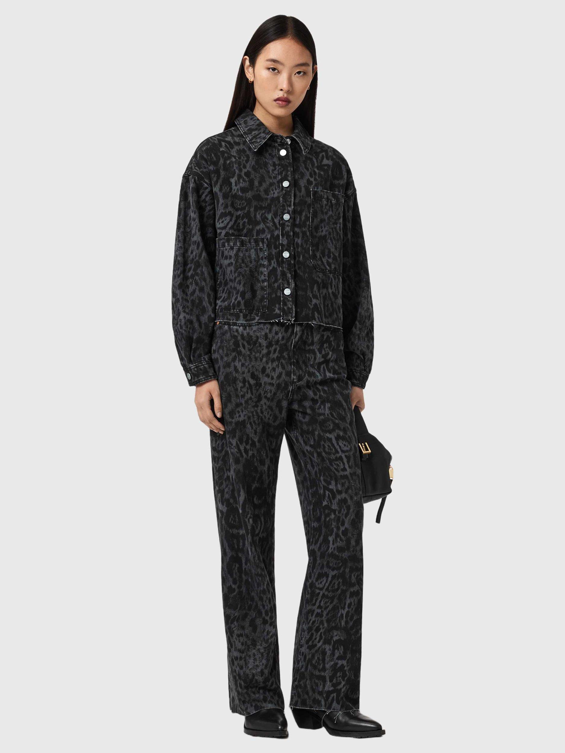 Product image 6 of 8, which shows AllSaints Blake Wide Leg Jeans, Leppo Black, 25