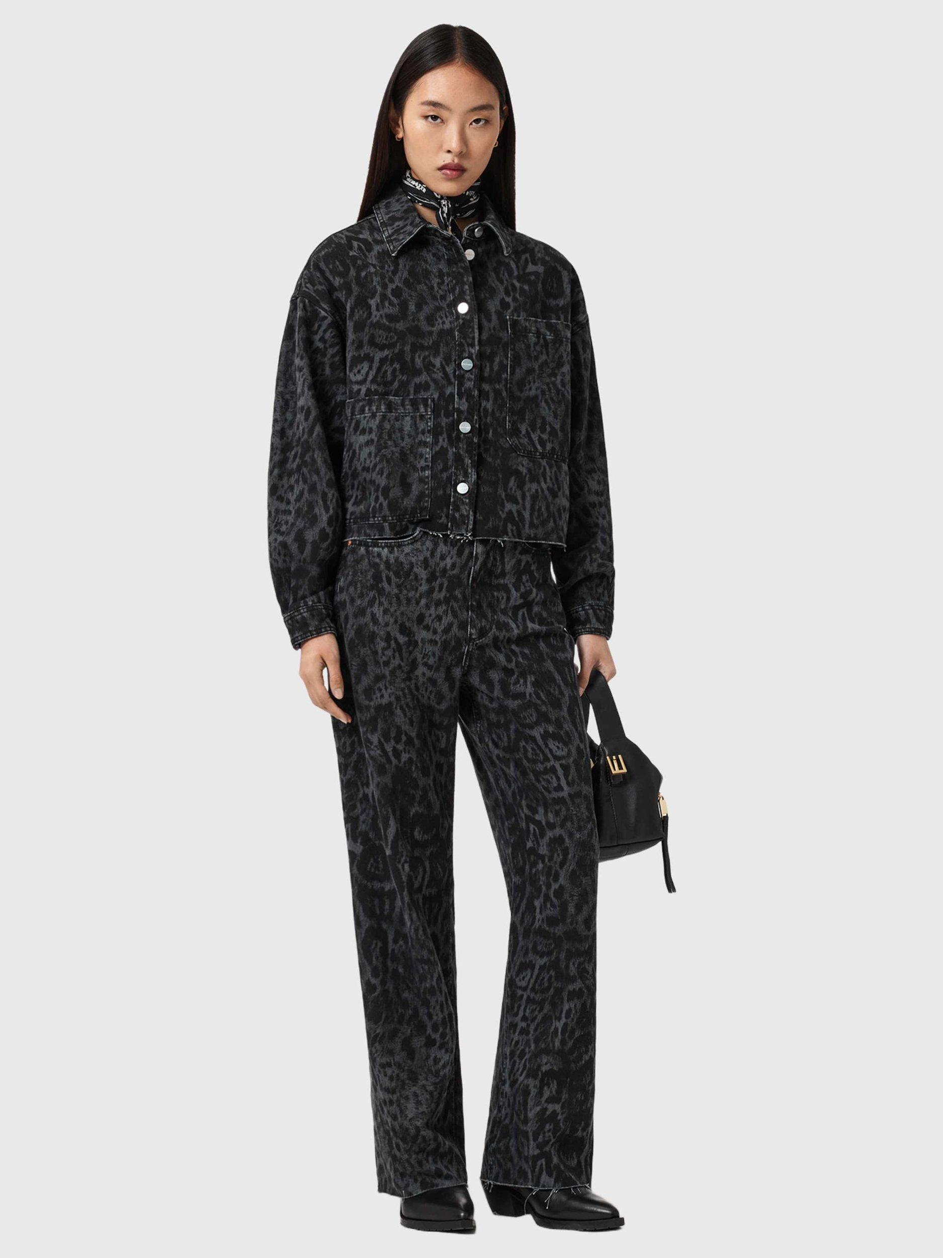 Product image 8 of 8, which shows AllSaints Blake Wide Leg Jeans, Leppo Black, 25