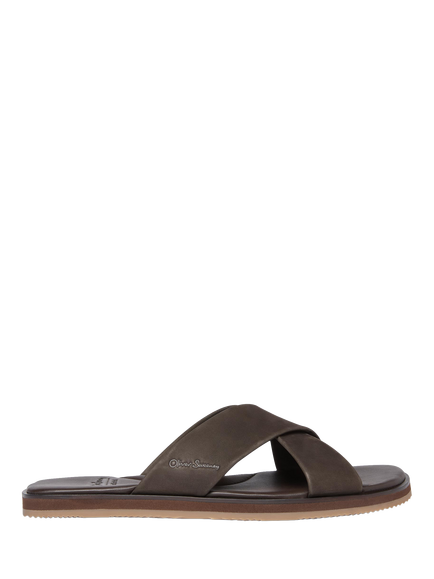 Oliver Sweeney Chesil Cross Strap Leather Footbed Sandals, Brown, Brown