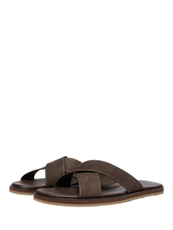 Oliver Sweeney Chesil Cross Strap Leather Footbed Sandals, Brown - view 2, Brown