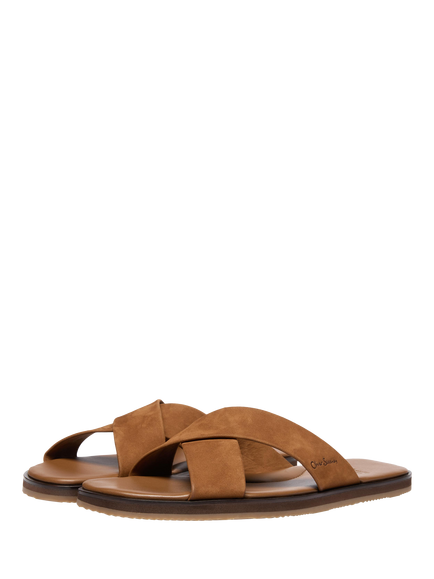 Oliver Sweeney Chesil Cross Strap Leather Footbed Sandals, Tan - view 2, Tan
