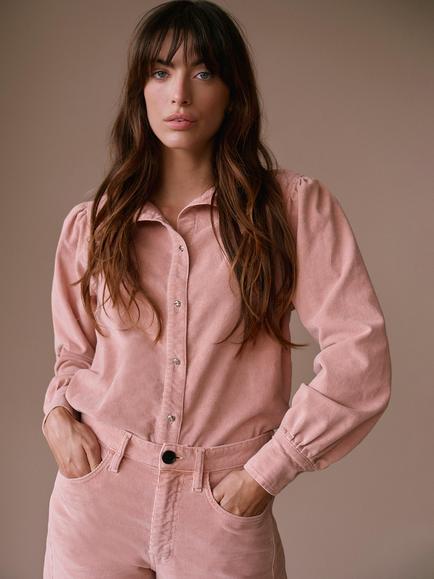 Mint Velvet Cotton Blend Puff Sleeve Shirt, Pink