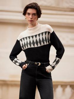 Mint Velvet Cotton Blend Graphic Jumper, Natural Stone, Natural Stone