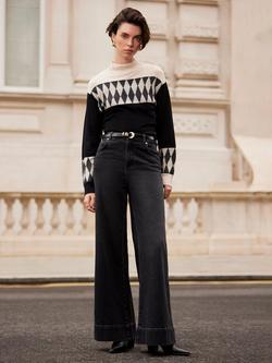 Mint Velvet Cotton Blend Graphic Jumper, Natural Stone - view 2, Natural Stone