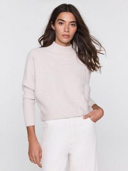 Mint Velvet Cashmere Blend Detail Ribbed Jumper, Natural Stone