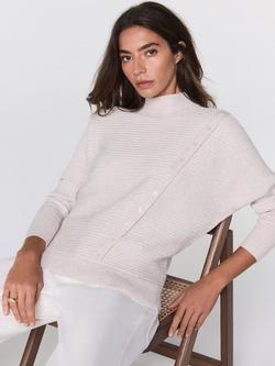 Mint Velvet Cashmere Blend Detail Ribbed Jumper - view 2, Natural Stone