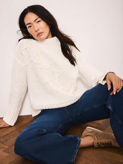 Mint Velvet Cotton Blend Star Detail Jumper, White Ivory