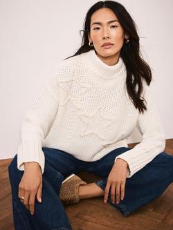 Mint Velvet Cotton Blend Star Detail Jumper - view 2, White Ivory