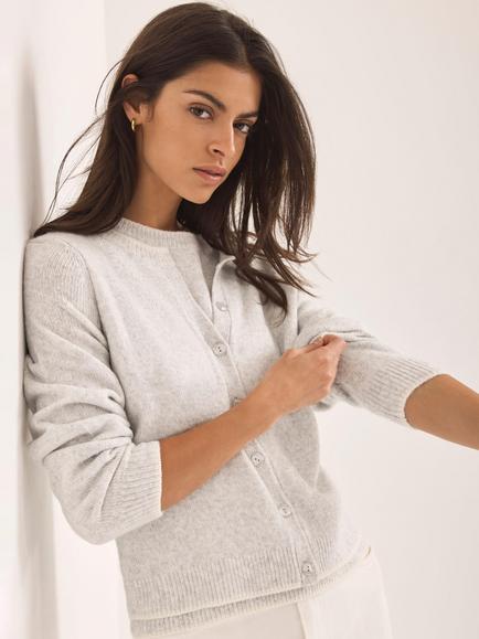 Mint Velvet Wool Blend Knit Cardigan - view 2, Grey