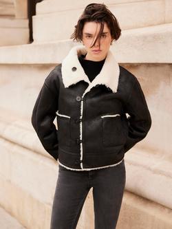 Mint Velvet Reversible Aviator Jacket, Black