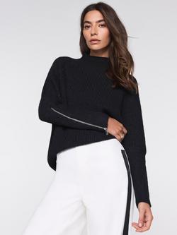 Mint Velvet Wool Blend Cuff Detail Jumper, Black