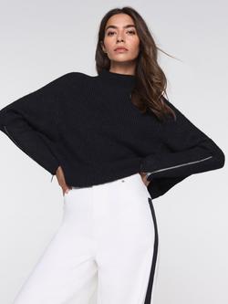 Mint Velvet Wool Blend Cuff Detail Jumper - view 2, Black