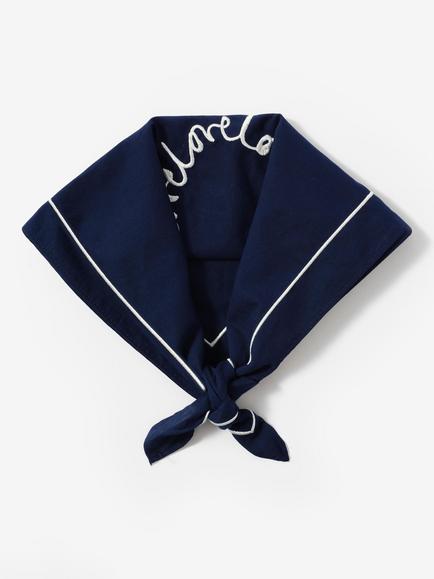 Mint Velvet Cotton Embroidered Square Scarf, Blue Navy