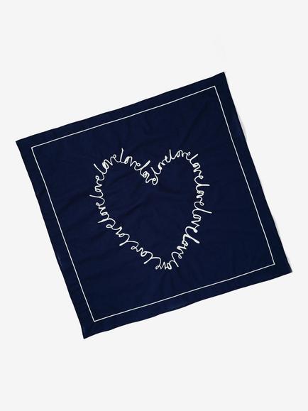 Mint Velvet Cotton Embroidered Square Scarf - view 2, Blue Navy