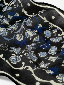 Mint Velvet Silk Blend Floral Print Scarf - view 2, Blue Navy