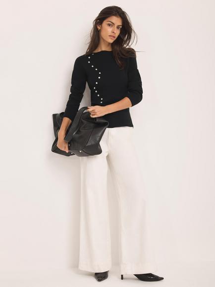 Mint Velvet Cashmere Blend Detail Knit Top, Black
