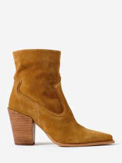 Mint Velvet Lorna Suede Western Ankle Boots, Tan, Tan