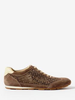 Mint Velvet Talia Suede Cut Out Trainers, Natural Taupe