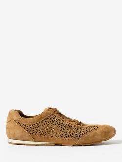 Mint Velvet Talia Suede Cut Out Trainers, Brown Tan