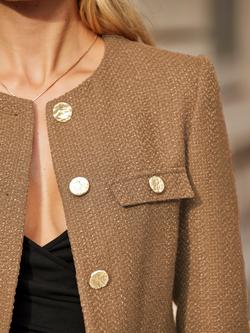 Sosandar Textured Boucle Collarless Jacket, Natural - view 2, Natural