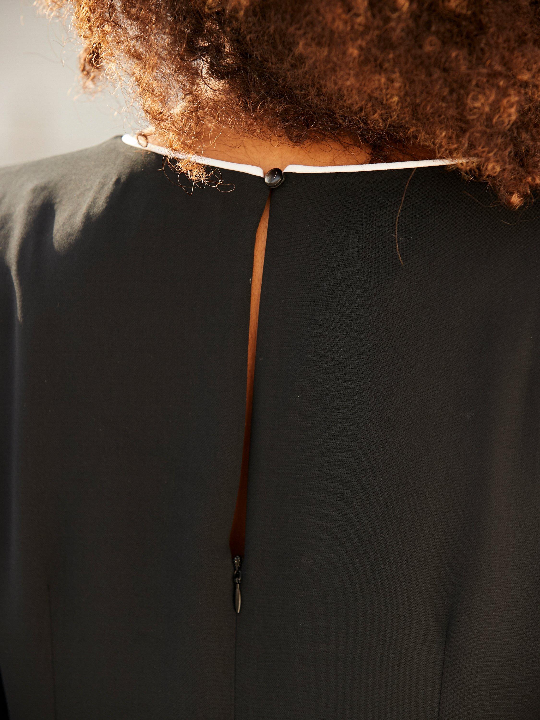 Product image 6 of 7, which shows Sosandar Contrast Trim Shift Dress, Black, 6