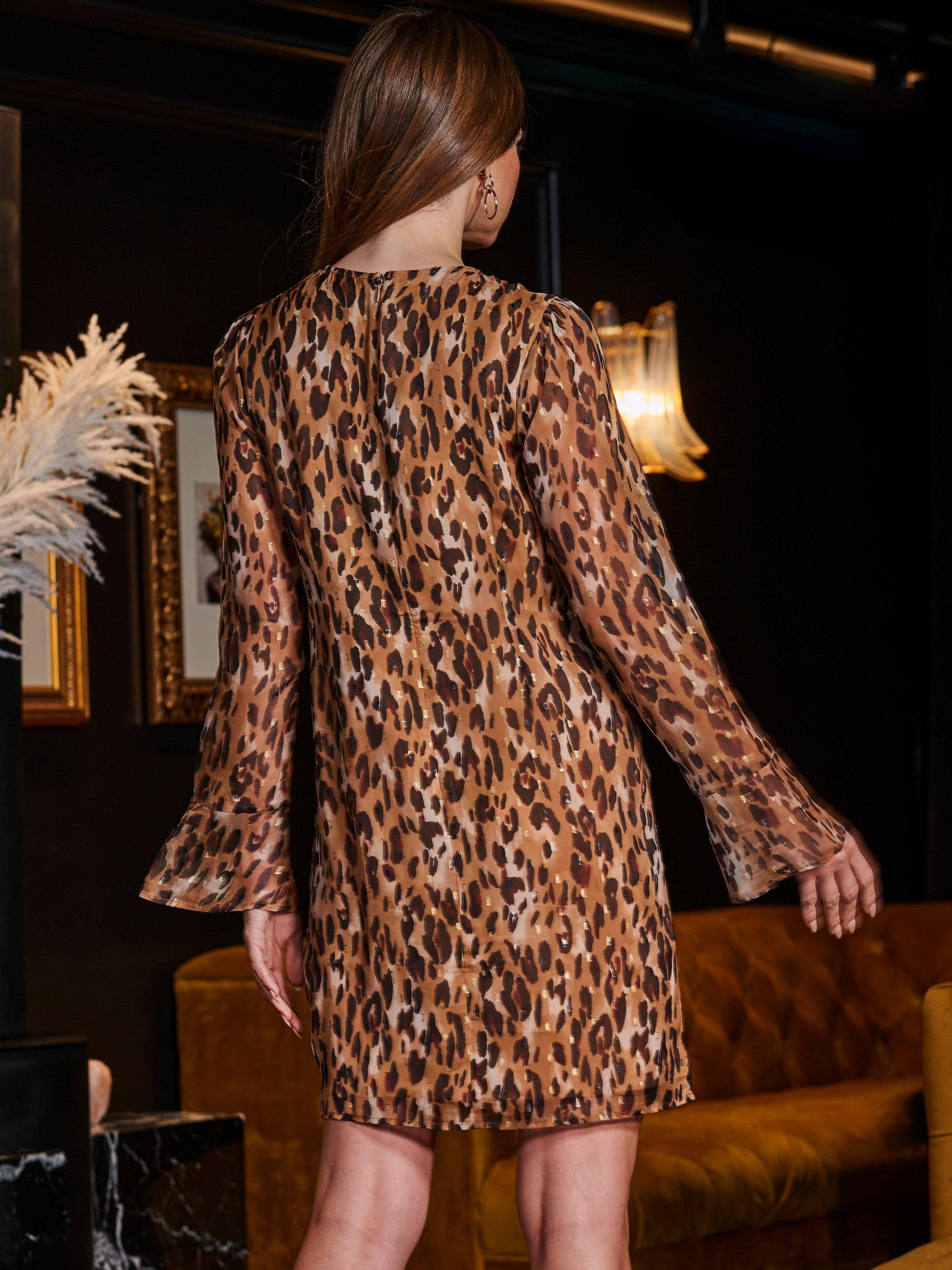 Product image 3 of 5, which shows Sosandar Leopard Print Shift Dress, Brown, 6