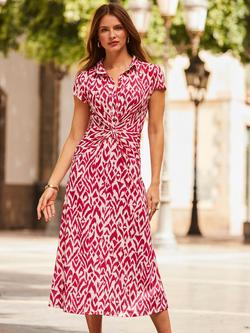 Sosandar Abstract Twist Detail Jersey Dress, Pink - view 2, Pink