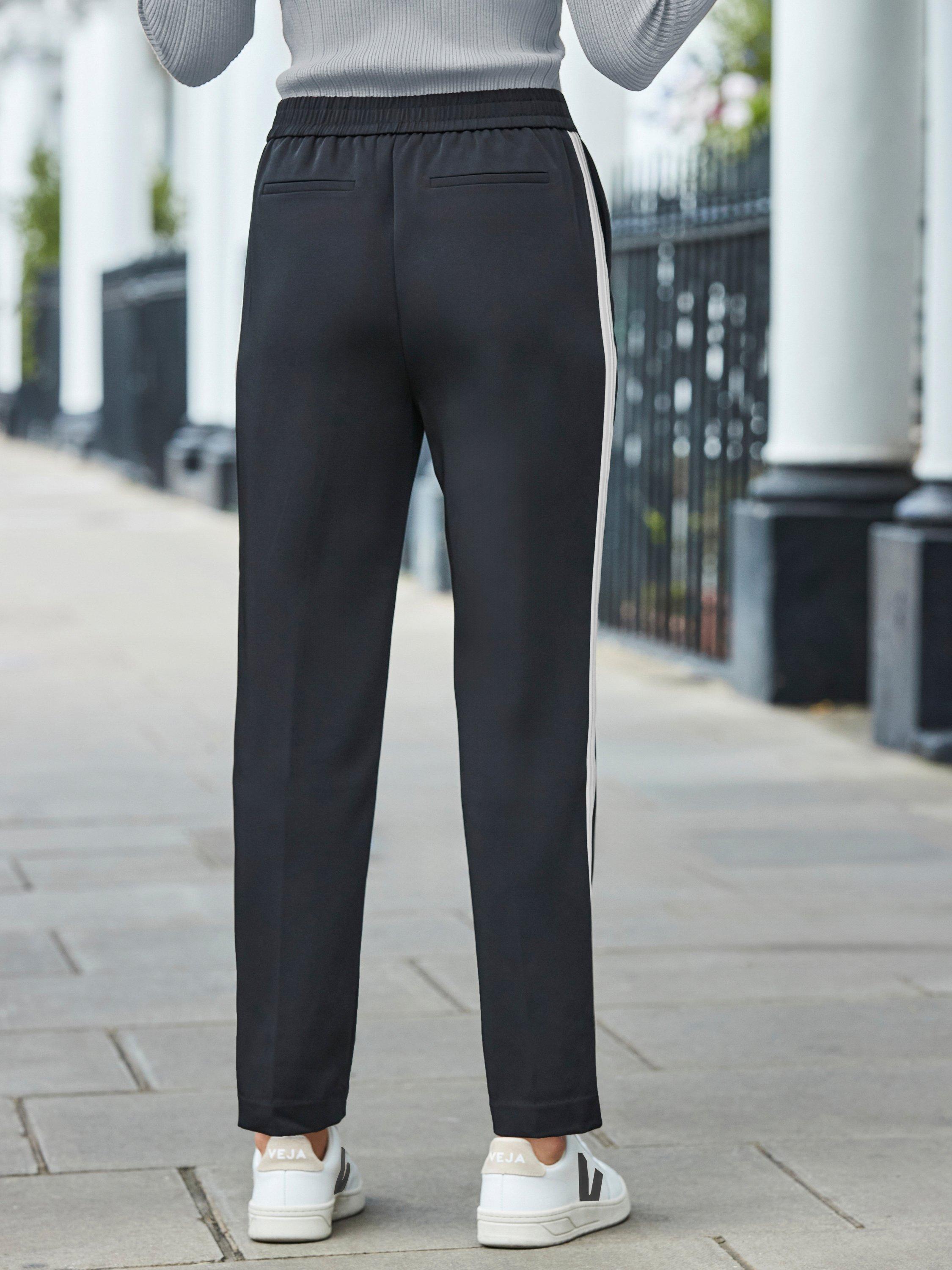 Product image 3 of 4, which shows Sosandar Side Stripe Tailored Trousers, Black, 6R
