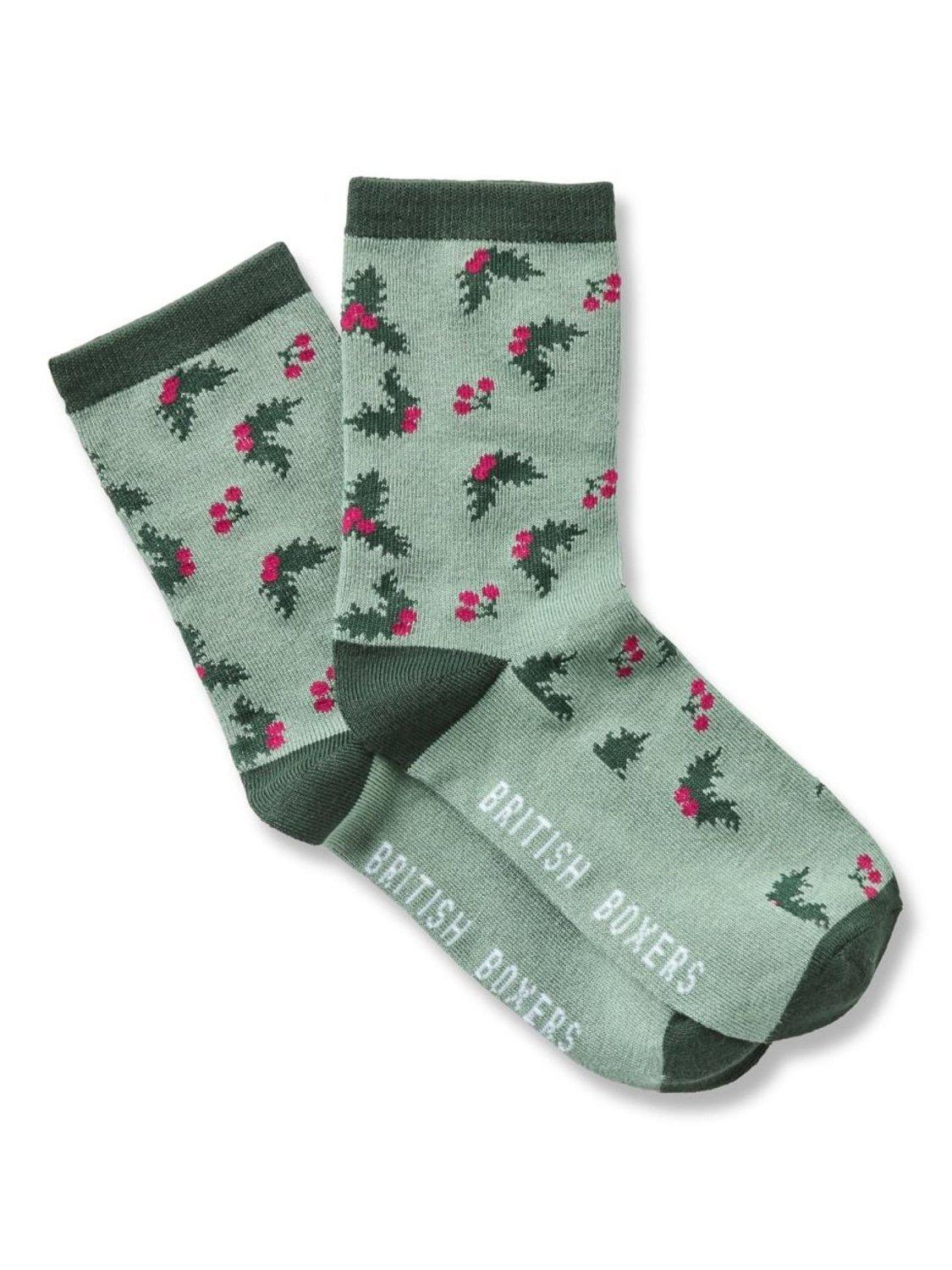 Product image 4 of 5, which shows British Boxers Festive Bamboo Rich Socks, Pack of 4, Forest Berry, One Size