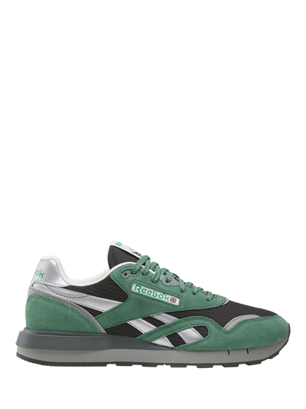 Reebok Classic Nylon 89 Lace Up Trainers, Green/Black/Grey, Green/Black/Grey