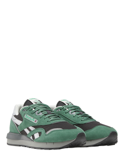 Reebok Classic Nylon 89 Lace Up Trainers, Green/Black/Grey - view 2, Green/Black/Grey