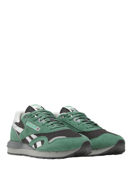 Reebok Classic Nylon 89 Lace Up Trainers, Green/Black/Grey - view 2, Green/Black/Grey