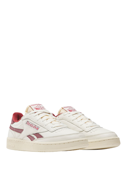 Reebok Club C Revenge Vintage Lace Up Trainers, Chalk/Burgundy - view 2, Chalk/Burgundy