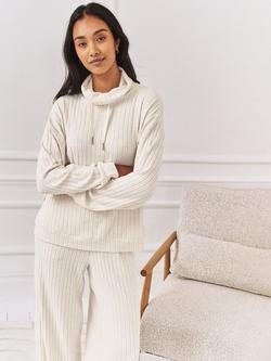 Chelsea Peers Ribbed Knit High Neck Sweatshirt, Off White, Off White