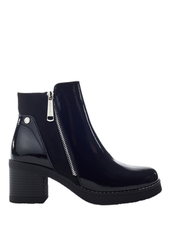 Moda in Pelle Otella Patent Block Heel Ankle Boots, Black, Black