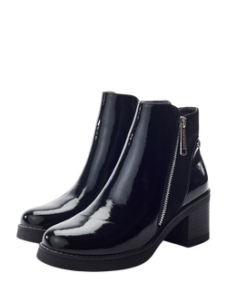 Moda in Pelle Otella Patent Block Heel Ankle Boots, Black - view 2, Black