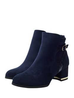 Moda in Pelle Peyari Block Heel Ankle Boots, Navy - view 2, Navy