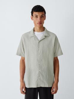 Kin Short Sleeve Check Cotton Shirt, Grey, Grey