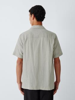 Kin Short Sleeve Check Cotton Shirt, Grey - view 2, Grey