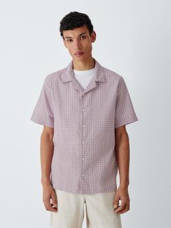 Kin Short Sleeve Check Cotton Shirt, Pink, Pink