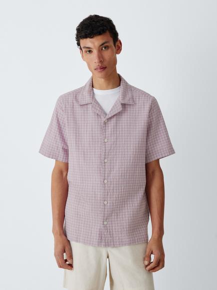 Kin Short Sleeve Check Cotton Shirt, Pink
